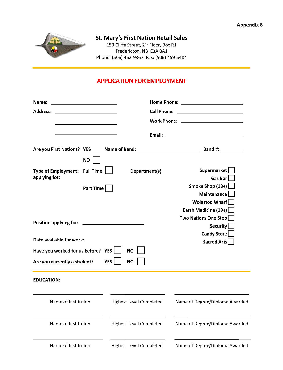 Appendix 8 Application Form 2 Page 1